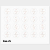 Moderne Script Botanische Stof Roze Huwelijk Ronde Sticker (Vel)