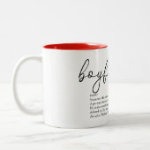 Moderne Script Boyfriend Definitie Liefde Hart Tweekleurige Koffiemok (Links)