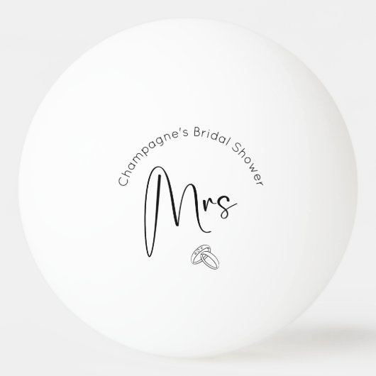 Moderne Script Bruidsbruiloft Miss tot Mrs Pingpongbal (Achterkant)