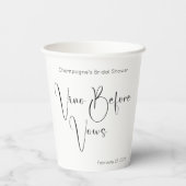 Moderne Script Bruidsbruiloft Vino Voor Beloften Papieren Bekers (Achterkant)