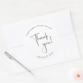 Moderne Script Bruidsdouche Bedankt Ronde Sticker (Envelop)
