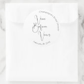 Moderne Script Bruidsfeest Vino voor Huwelijkse Vo Ronde Sticker (Tas)