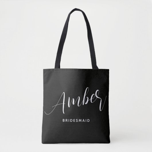 Moderne Script Bruidsmeisje Naam Grote Tote Bag (Voorkant)