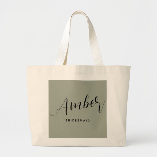 Moderne script bruidsmeisje naam grote tote tas. bag (Voorkant)
