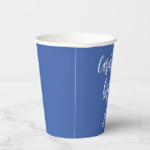 Moderne Script Bruidsmeisjes Bruiloft Eigen Blauwe Papieren Bekers (Rechts)