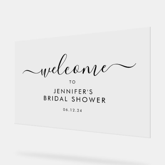 Moderne Script Bruidsmeisjesfeest Welkom Zwart Acryl Bord (Hoek)