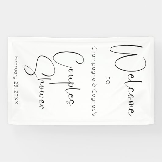 Moderne Script Bruidspaar Bruiloft Welkom Spandoek (Horizontaal)