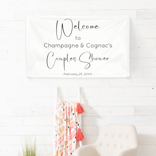 Moderne Script Bruidspaar Bruiloft Welkom Spandoek (Insitu)