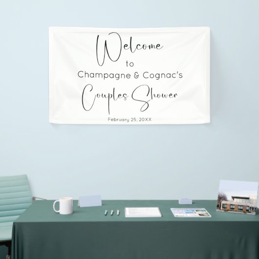 Moderne Script Bruidspaar Bruiloft Welkom Spandoek (Beurs)