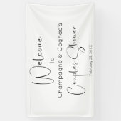Moderne Script Bruidspaar Bruiloft Welkom Spandoek (Verticaal)