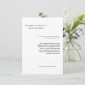 Moderne script bruiloft begroetingen & reis weeken kaart (Staand voorkant)