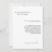 Moderne script bruiloft begroetingen & route weeke kaart (Voorkant)