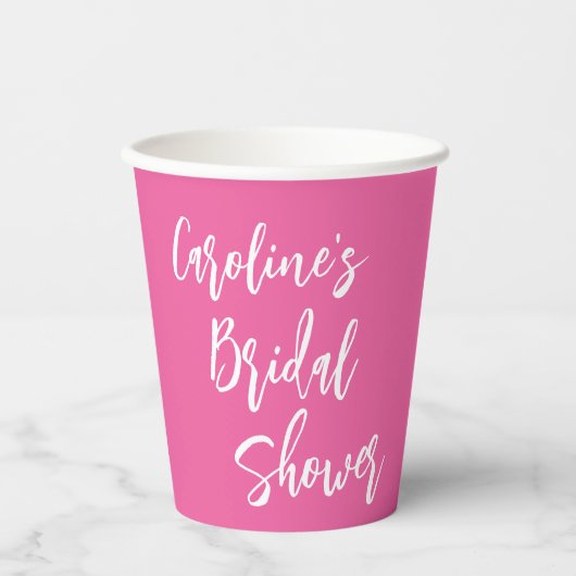 Moderne Script Bruiloft Bridal Shower Aangepast Tr Papieren Bekers (Voorkant)