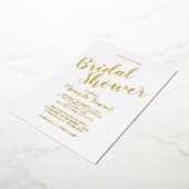 Moderne Script Bruiloft Bridal Shower Goud Folie Uitnodiging (Gedraaid)