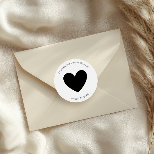 Moderne Script Bruiloft Bridal Shower Hart Ronde Sticker