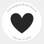 Moderne Script Bruiloft Bridal Shower Hart Ronde Sticker (Voorkant)