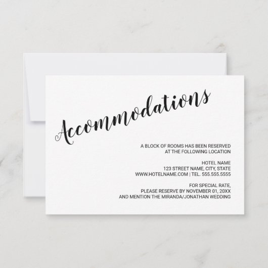 Moderne Script bruiloft details Kaart (Achterkant)