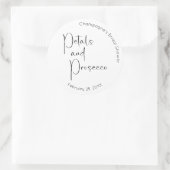 Moderne Script Bruiloft Feest Bloemblaadjes en Pro Ronde Sticker (Tas)