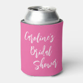 Moderne Script Bruiloft Feest Custom Hot Pink Blikjeskoeler (Blikje Voorkant)