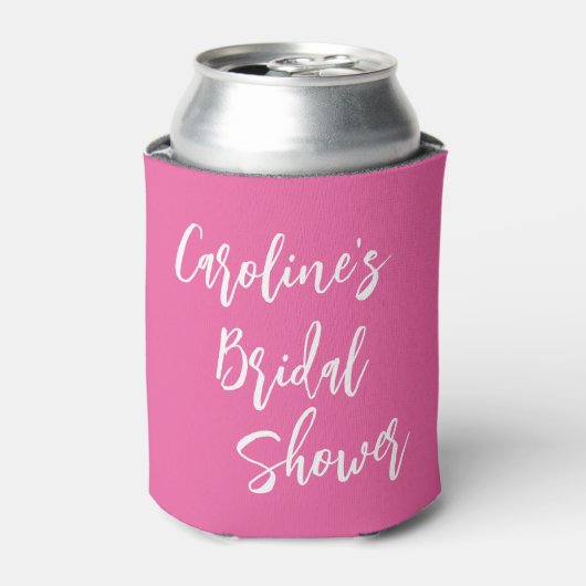 Moderne Script Bruiloft Feest Custom Hot Pink Blikjeskoeler (Blikje Voorkant)