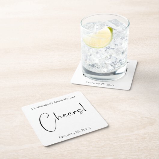 Moderne Script Bruiloft Feest Kartonnen Onderzetters (Insitu)