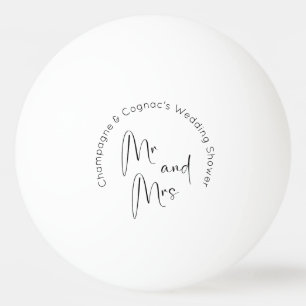 Moderne Script Bruiloft Feest Mr en Mrs Pingpongbal