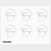 Moderne Script Bruiloft Feestlunch De Liefde Bruis Ronde Sticker (Vel)