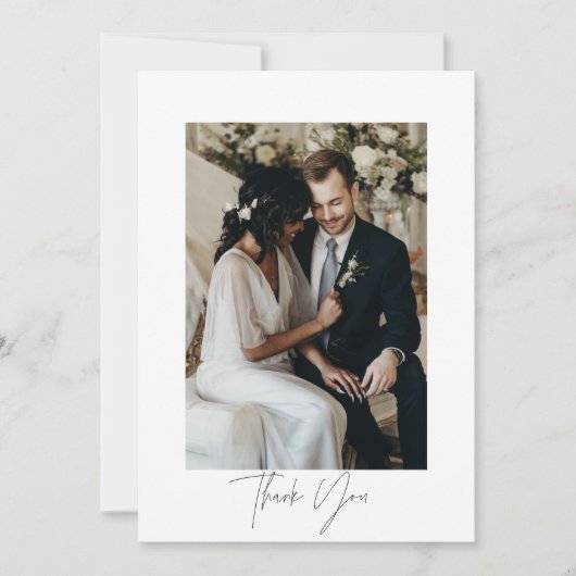 Moderne Script bruiloft foto dank u kaart (Voorkant)