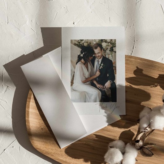 Moderne Script bruiloft foto dank u kaart