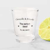 Moderne script bruiloft het perfecte mengsel shot glas (Voorkant)