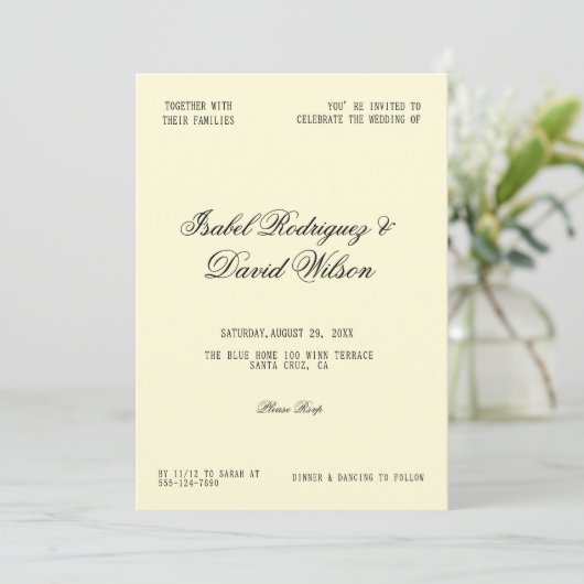 Moderne Script Bruiloft Kaart (Staand voorkant)