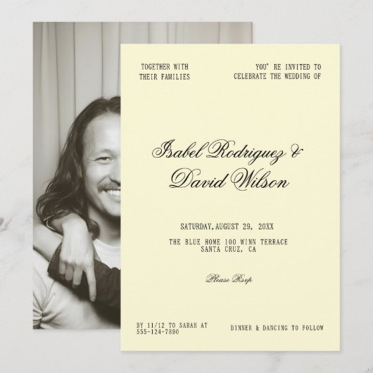 Moderne Script Bruiloft Kaart (Voorkant / Achterkant)