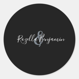 Moderne script bruiloft minimale klassieke ronde s sticker