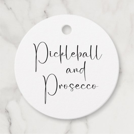 Moderne Script Bruiloft Pickleball & Prosecco Bedankjes Labels (Voorkant)