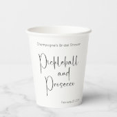 Moderne Script Bruiloft Pickleball & Prosecco Papieren Bekers (Achterkant)