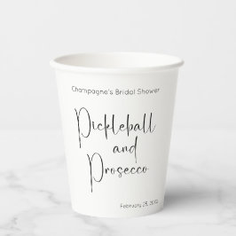 Moderne Script Bruiloft Pickleball & Prosecco Papieren Bekers