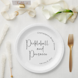 Moderne Script Bruiloft Pickleball & Prosecco Papieren Bordje