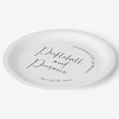 Moderne Script Bruiloft Pickleball & Prosecco Papieren Bordje (Gekanteld)