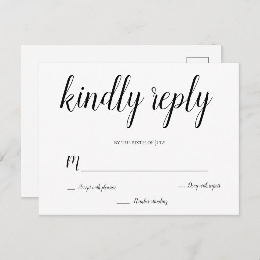 Moderne script bruiloft RSVP briefkaarten (Voorkant / Achterkant)