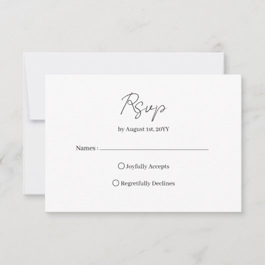 Moderne Script Bruiloft RSVP Kaartje (Voorkant)