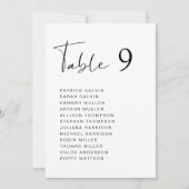 Moderne Script Bruiloft Tafelstoelindeling Kaart (Voorkant)