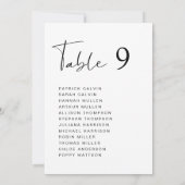 Moderne Script Bruiloft Tafelstoelindeling Kaart (Achterkant)