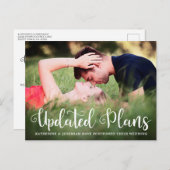 Moderne script bruiloft uitstel foto briefkaart (Voorkant / Achterkant)
