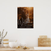 Moderne Script Bruiloft Welkom Gedrukt Poster (Keuken)