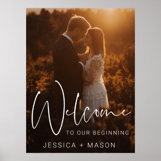 Moderne Script Bruiloft Welkom Gedrukt Poster (Voorkant)