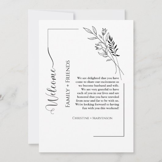 Moderne script bruiloft welkom & route weekend aankondiging (Voorkant)