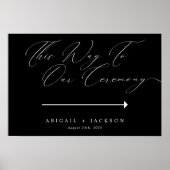 Moderne Script Bruiloftceremonie Richting Bord Poster (Voorkant)
