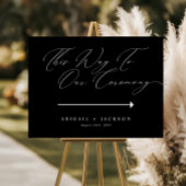 Moderne Script Bruiloftceremonie Richting Bord Poster