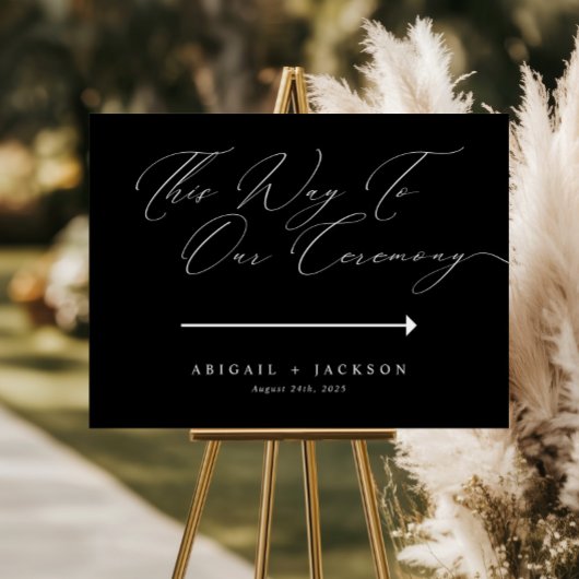Moderne Script Bruiloftceremonie Richting Bord Poster