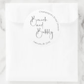 Moderne Script Bruiloftsborrel Brunch en Bruisend Ronde Sticker (Tas)